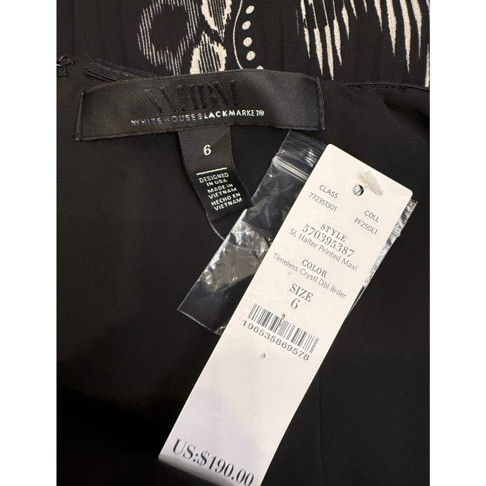 NWT WHITE HOUSE BLACK MARKET WHBM IKAT PRINT HALTER MAXI HALTER DRESS SZ 6 - Picture 11 of 16
